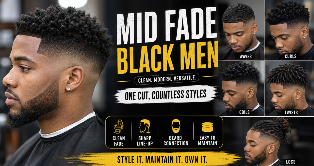 Mid Fade Black Men